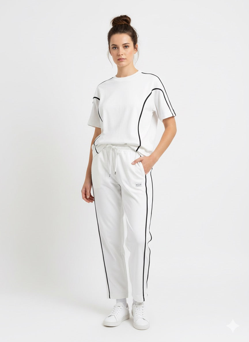 تراك ابيض بخط اسود ,قطني ,قالب كبير