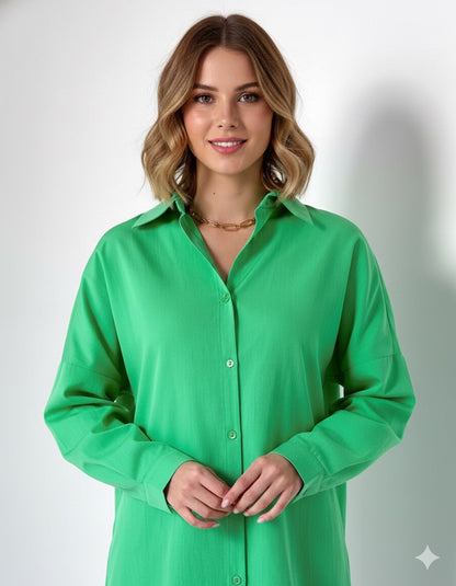 قميص نسائي سادة اخضر ,قالب طبيعي✅