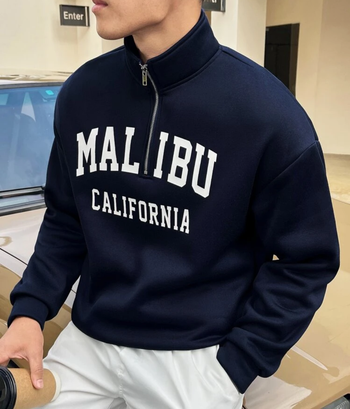 MALIBU سويتر نصف سحاب كاليفورنيا ,قالب كبير