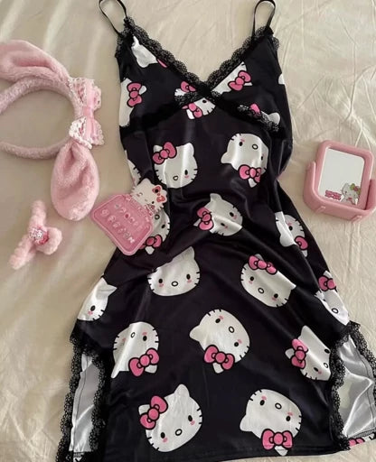 فستان نازك قصير هيلو كيتي اسود *