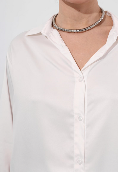 قميص نسائي سادة بوليستر ابيض ,قالب طبيعي