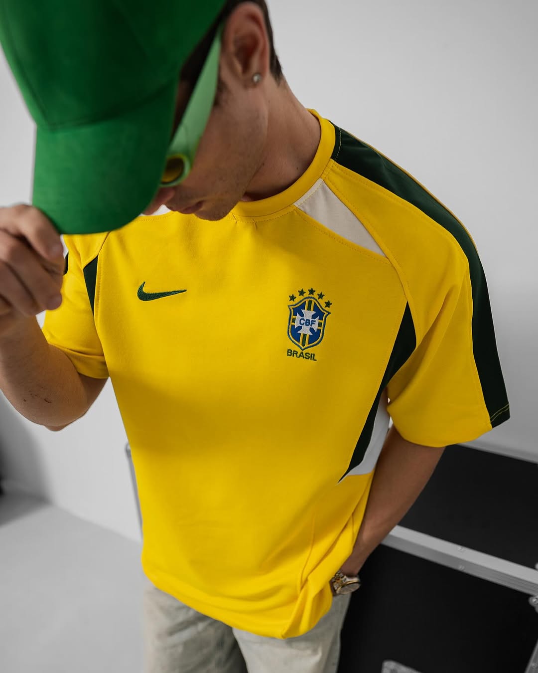 تيشيرت منتخب البرازيل نايك اصفر , قالب كبير