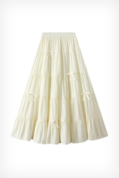 تنورة فيونكة خصر لاستيك لون ابيض ✅