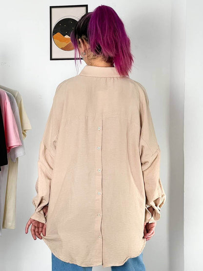 قميص نسائي سادة طويل بيجي ,قالب كبير