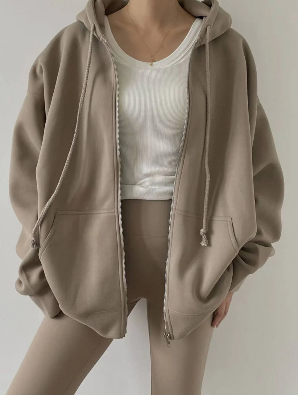 جاكيت بيجي سادة نسائي رجالي ,قطني ,قالب كبير