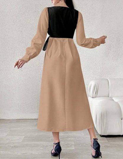 فستان اسود وبيجي - شي ان