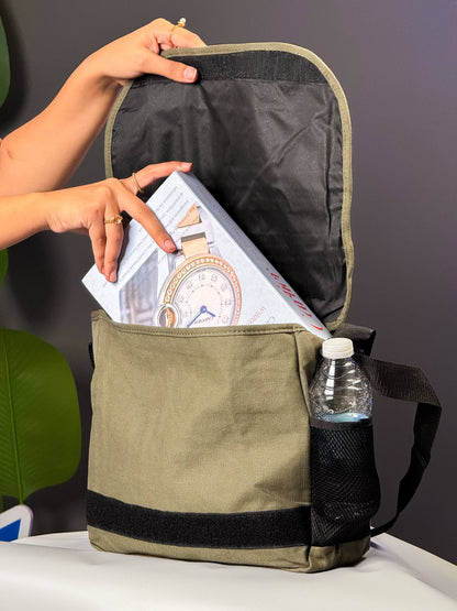 حقيبة كتب مدرسية جانبية لون زيتوني