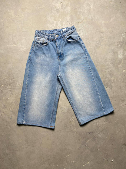 شورت جينز ازرق عالي الخصر نسائي, قالب طبيعي