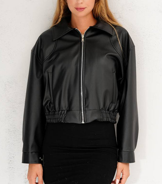 جاكيت نسائي جلد اسود