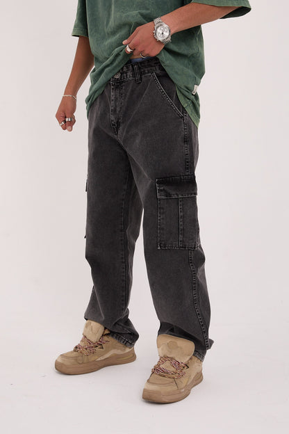 بنطرون جينز كاركو رجالي رمادي غامق , قالب طبيعي