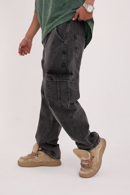 بنطرون جينز كاركو رجالي رمادي غامق , قالب طبيعي