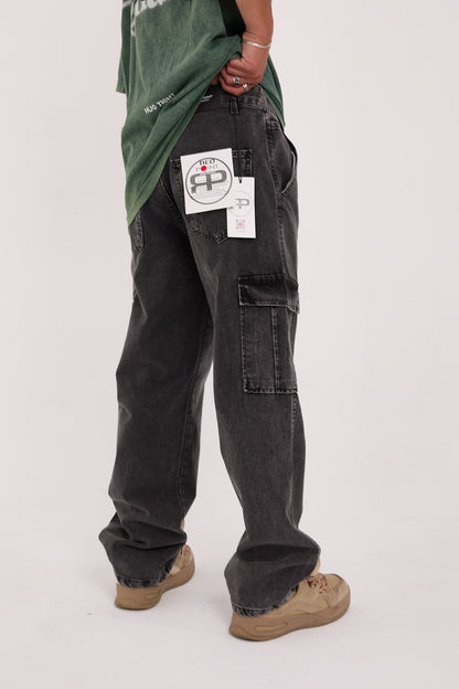 بنطرون جينز كاركو رجالي رمادي غامق , قالب طبيعي