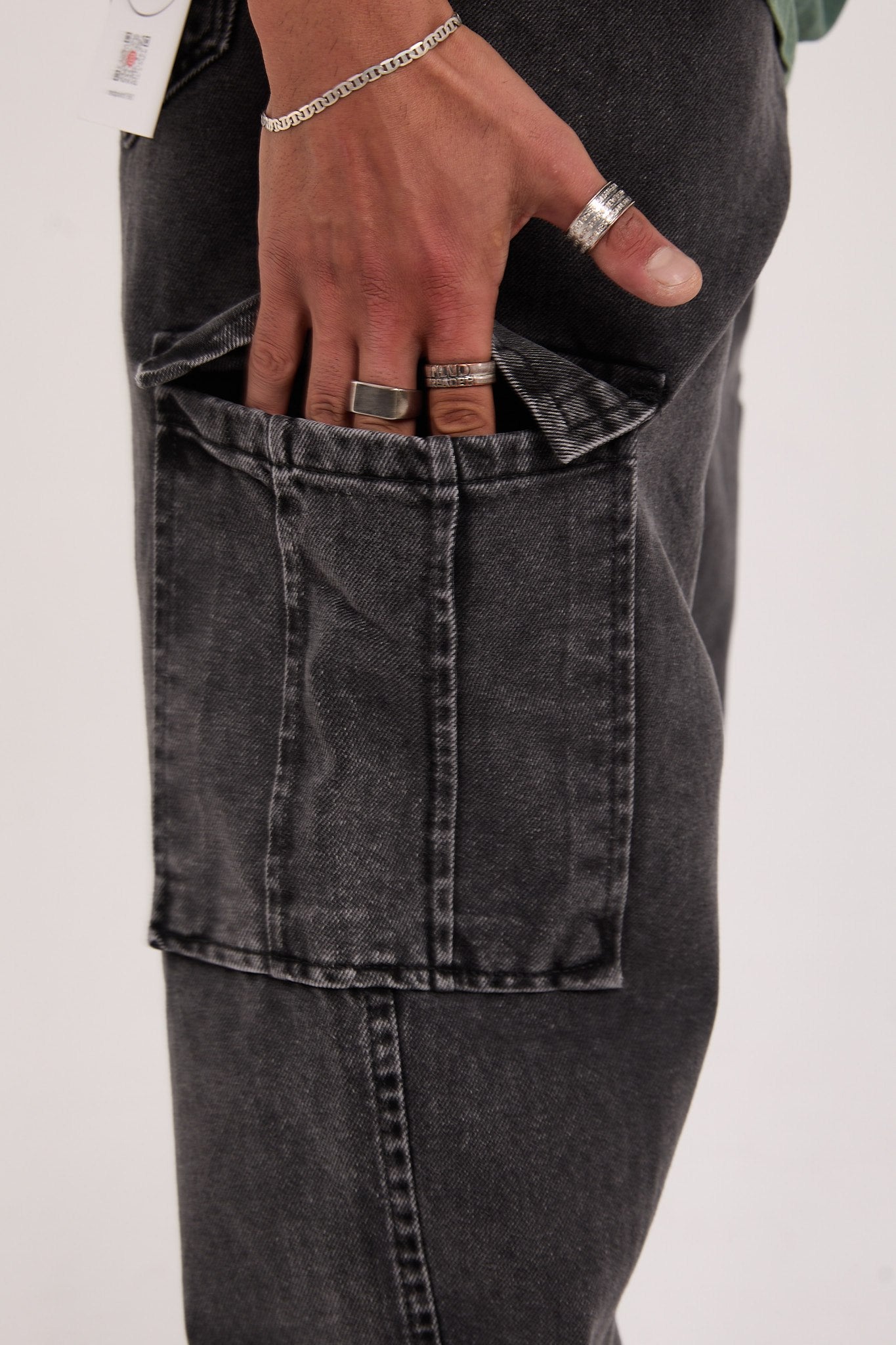 بنطرون جينز كاركو رجالي رمادي غامق , قالب طبيعي