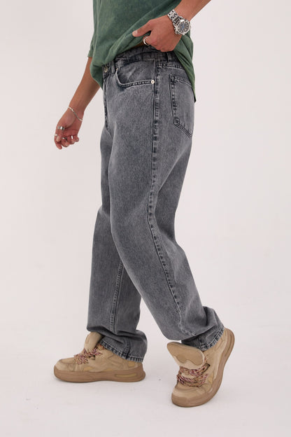 بنطرون جينز رجالي رصاصي وبيجي , قالب طبيعي