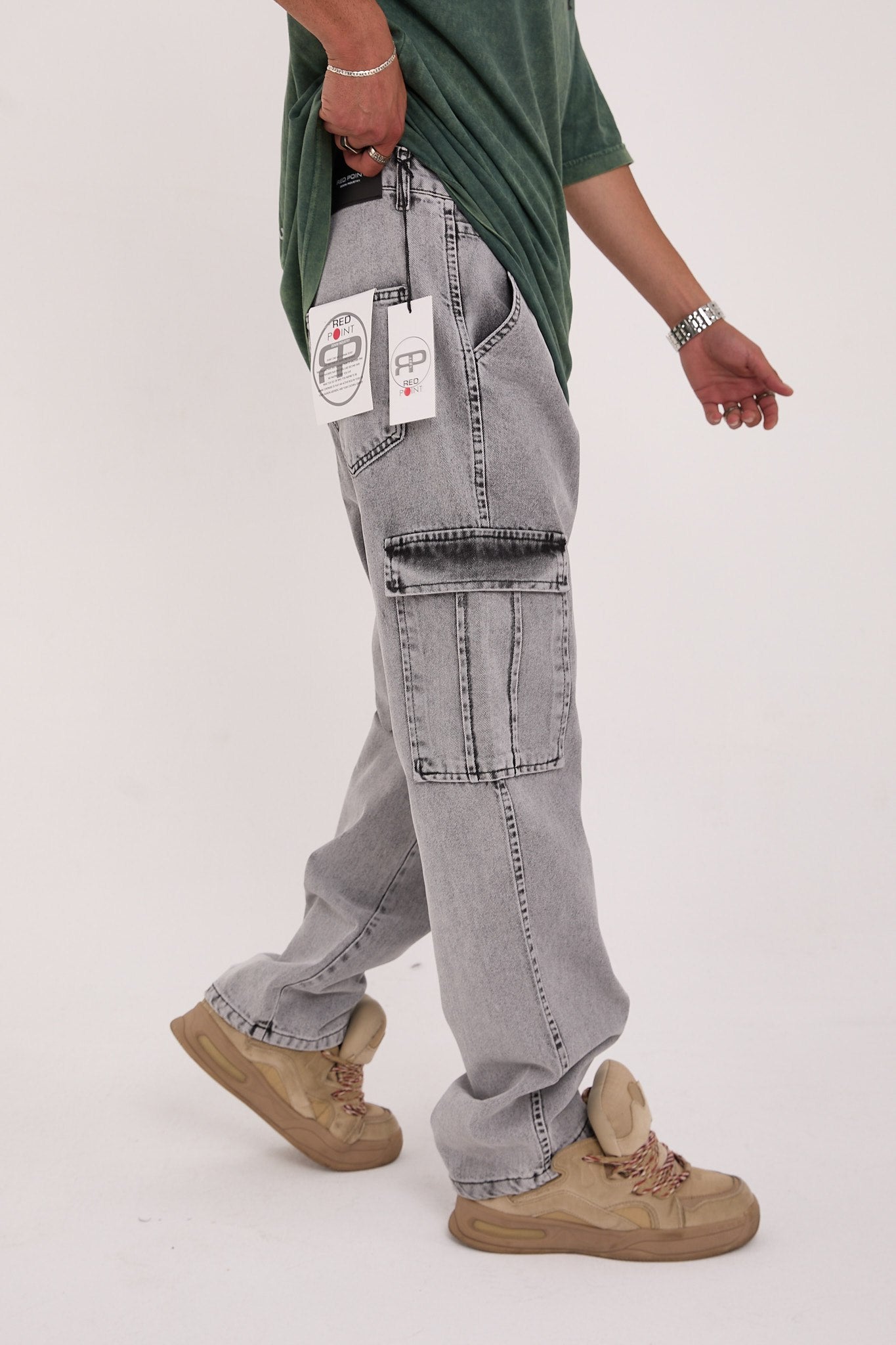 بنطرون جينز كاركو رجالي رصاصي , قالب طبيعي