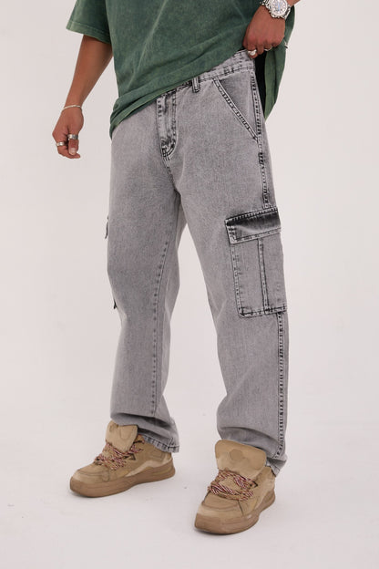 بنطرون جينز كاركو رجالي رصاصي , قالب طبيعي