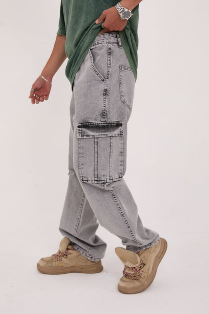 بنطرون جينز كاركو رجالي رصاصي , قالب طبيعي