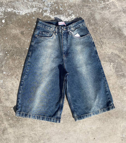 شورت جينز ازرق ورصاصي , قالب طبيعي