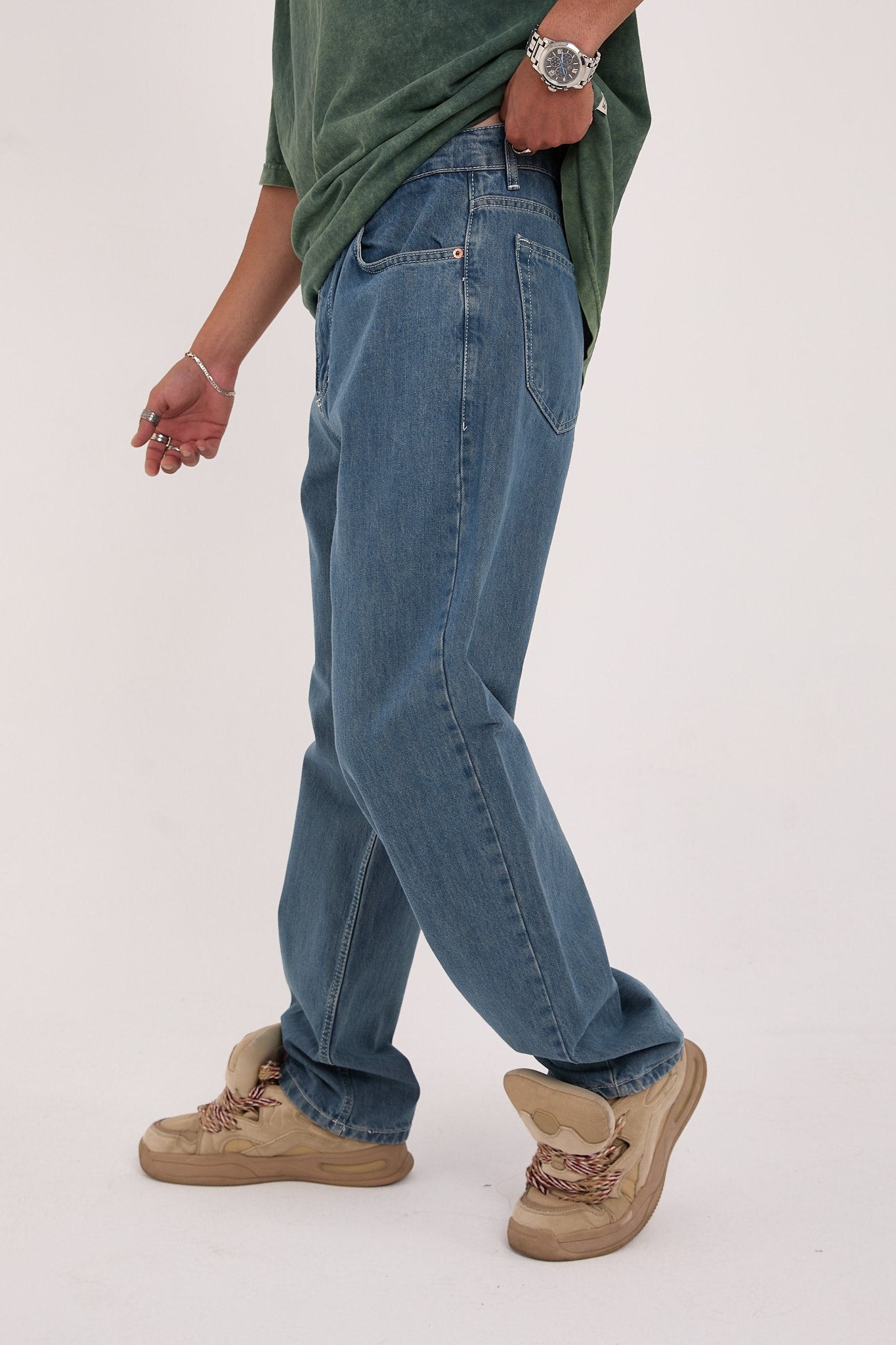 بنطرون جينز رجالي ازرق , قالب طبيعي