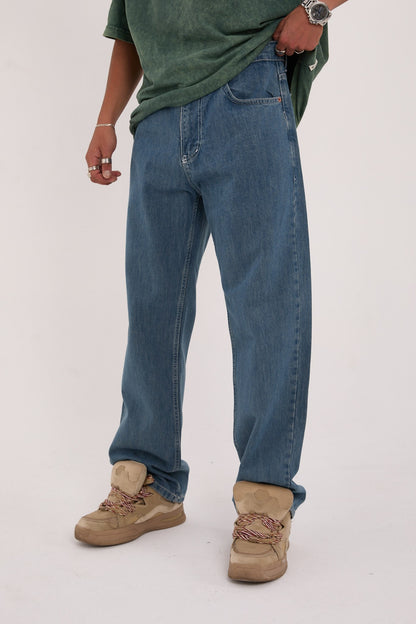 بنطرون جينز رجالي ازرق , قالب طبيعي