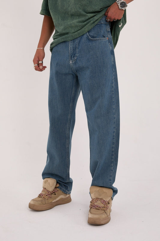 بنطرون جينز رجالي ازرق , قالب طبيعي