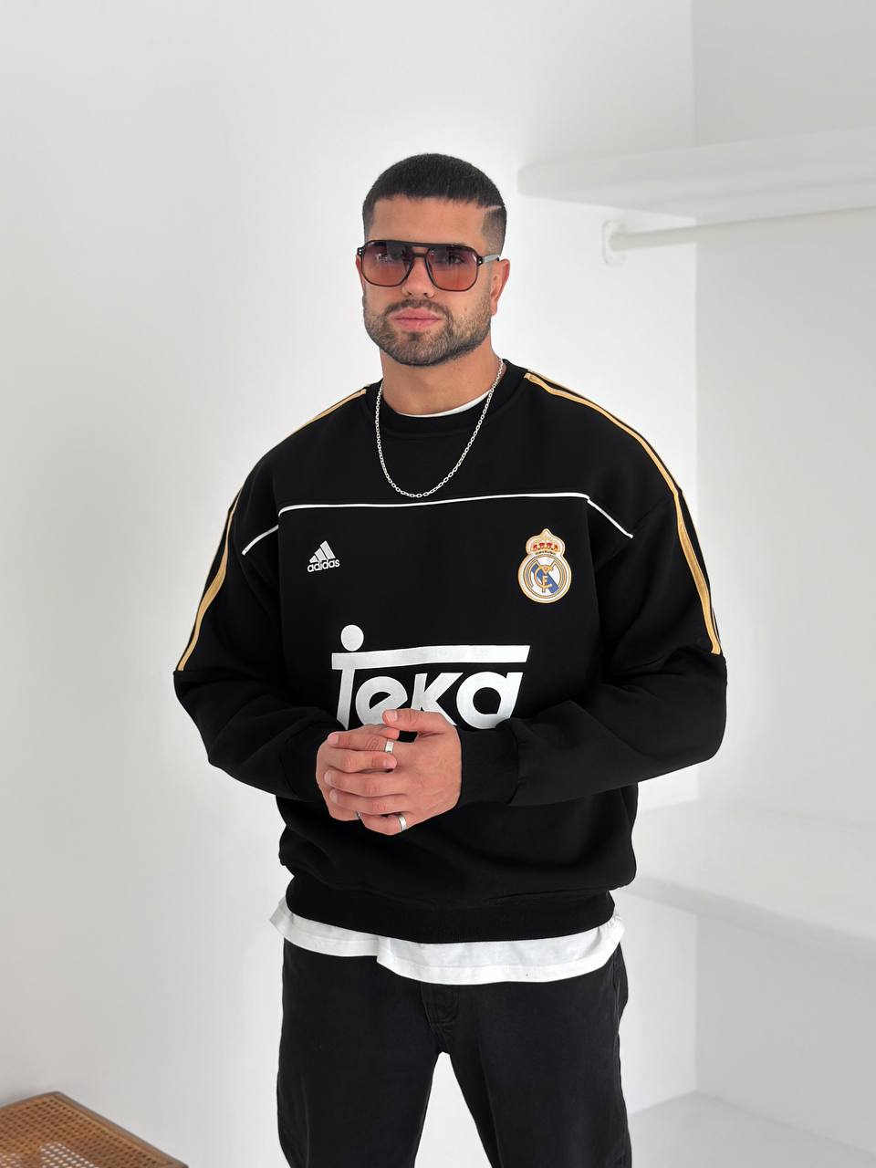 سويتر ريال مدريد اديداس تيكا اسود , قالب كبير