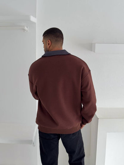 سويتر نصف سحاب ريال مدريد اديداس قهوائي , قالب كبير