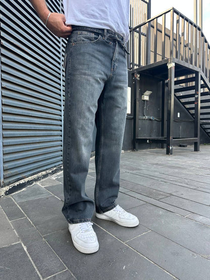 بنطرون جينز رجالي ازرق غامق , قالب طبيعي