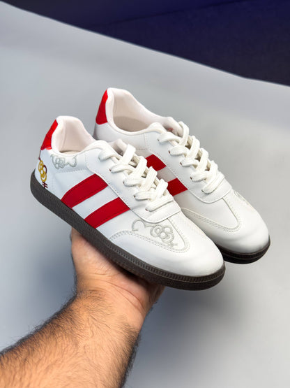 (القياسات بين 36>40) حذاء هيلو كيتي ابيض واحمر ,قالب صغير