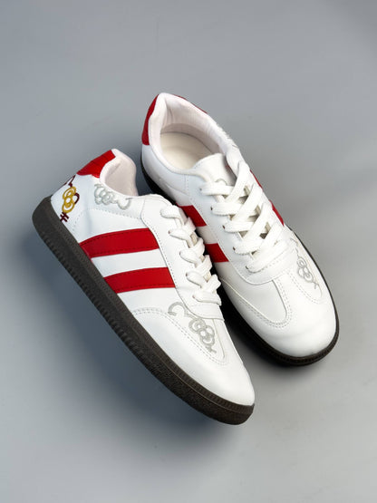 (القياسات بين 36>40) حذاء هيلو كيتي ابيض واحمر ,قالب صغير