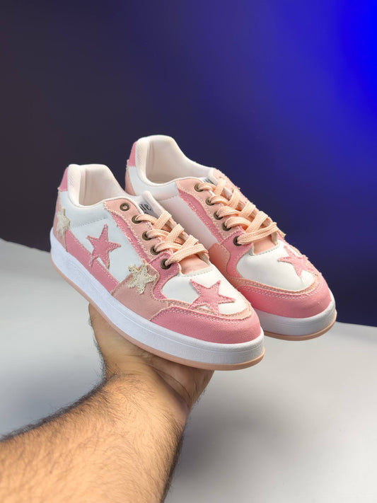 (القياسات بين 36>40) حذاء نجوم وردي ,قالب صغير