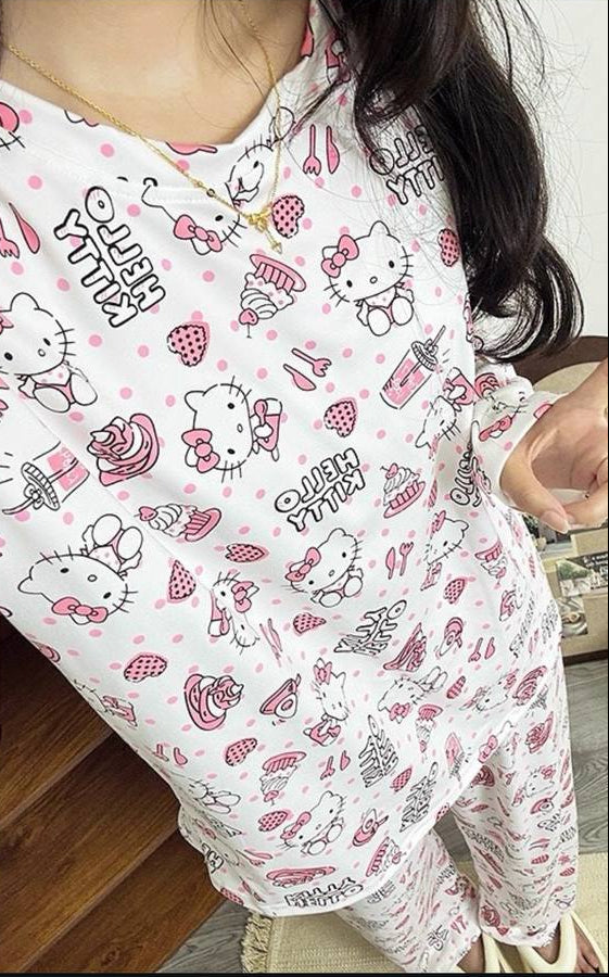 تراك هيلو كيتي بناتي رصاصي وابيض *