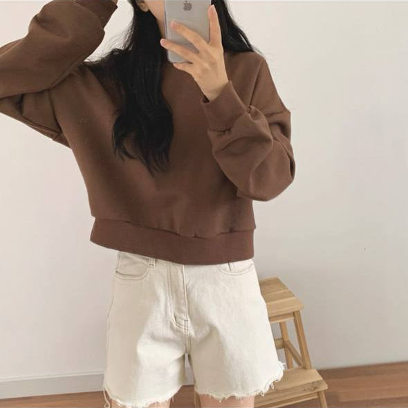 سويتر قصير سادة شتائي *