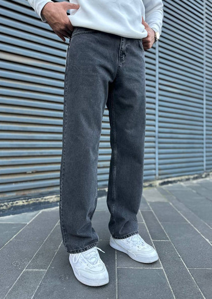 بنطرون جينز رجالي رصاصي طوخ , قالب طبيعي