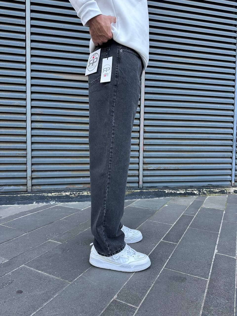 بنطرون جينز رجالي رصاصي طوخ , قالب طبيعي