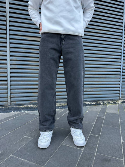 بنطرون جينز رجالي رصاصي طوخ , قالب طبيعي