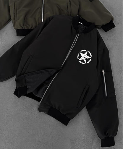 جاكيت اسود نجمة مطري مبطن