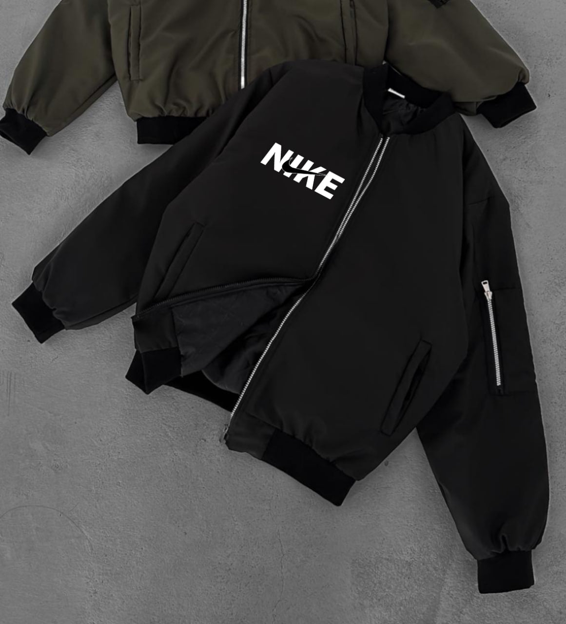 NIKE - جاكيت اسود شعار نايك , مطري مبطن