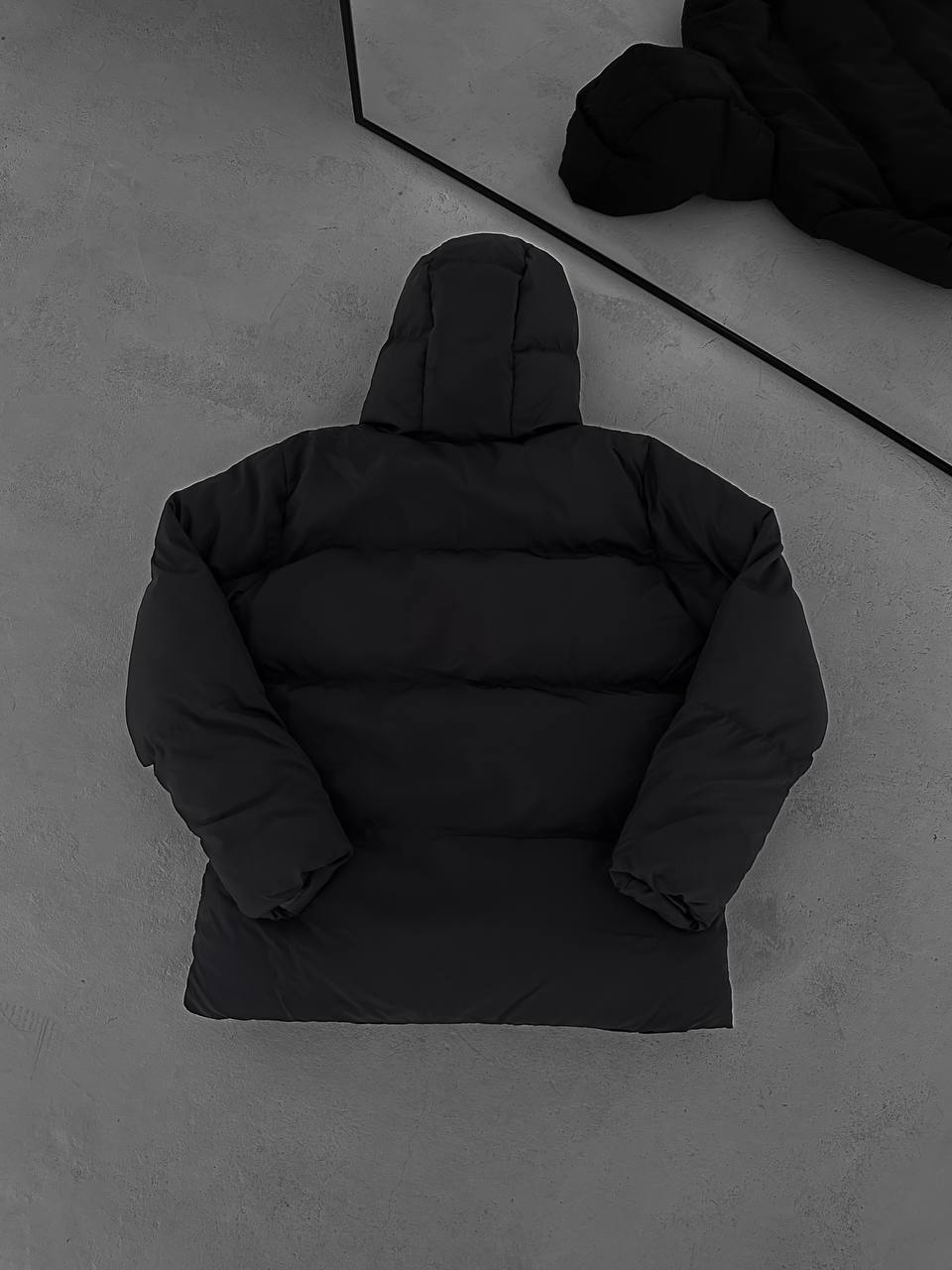 جاكيت نفخ طويل لون اسود , مطري , قالب كبير