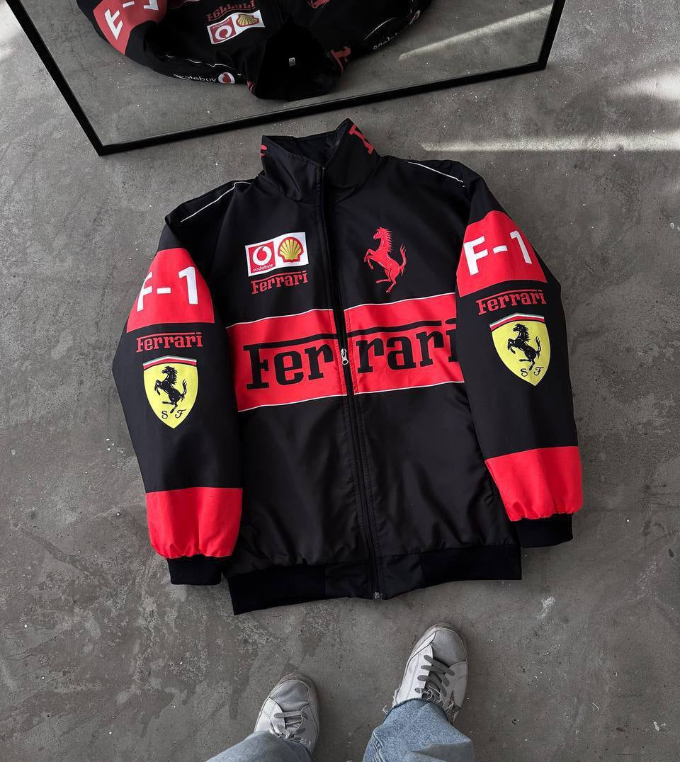 جاكيت فيراري اسود واحمر مطري , مبطن