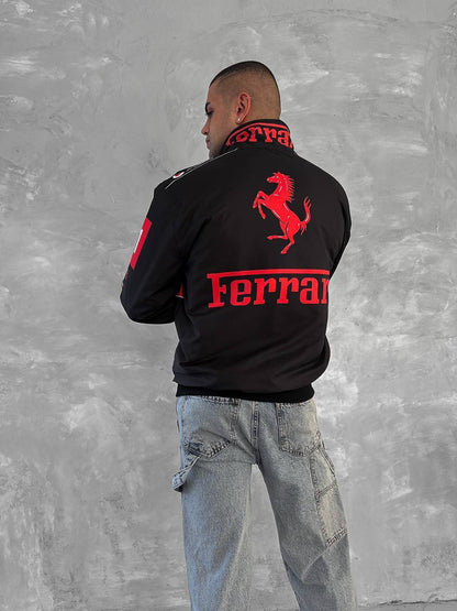 جاكيت فيراري اسود واحمر مطري , مبطن