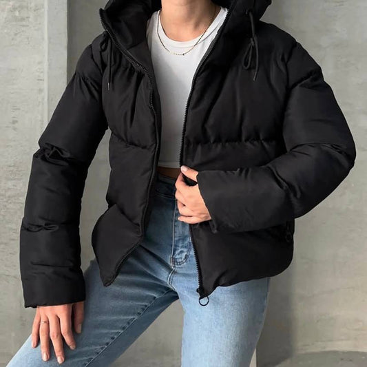 جاكيت نسائي نفخ اسود , مطري ثخين