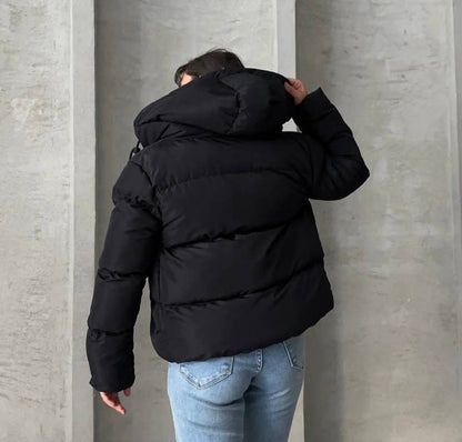 جاكيت نسائي نفخ اسود , مطري ثخين