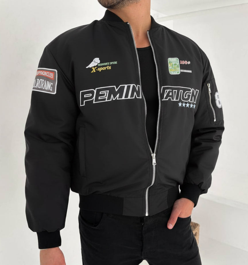 جاكيت اسود85  , مطري مبطن - Club Patch