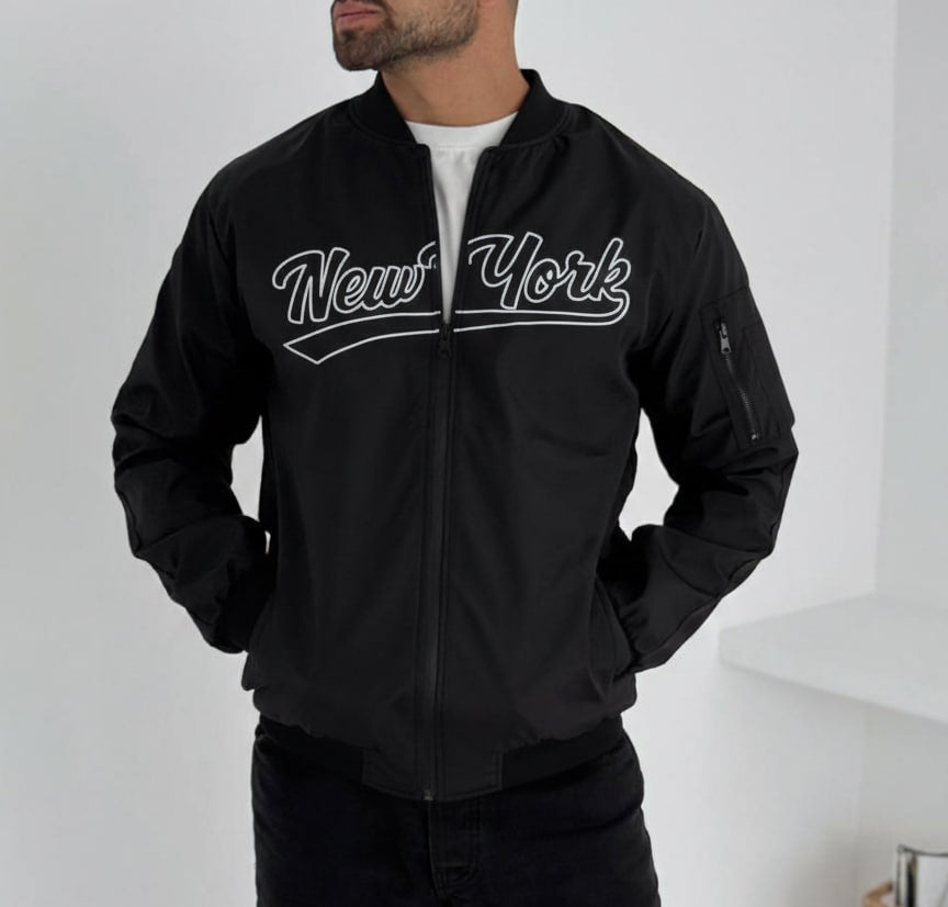 جاكيت اسود نيو يورك , مطري مبطن