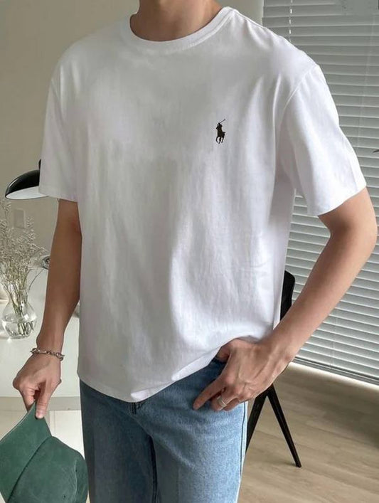 تيشيرت ابيض بولو , قالب طبيعي ✅