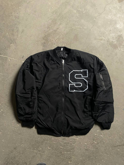 جاكيت اسود احرف , مطري مبطن