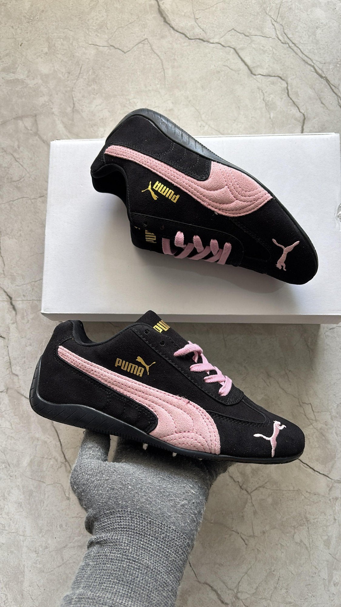 حذاء بوما شاموا اسود ووردي , قالب طبيعي (القياسات بين 36>40) - PUMA